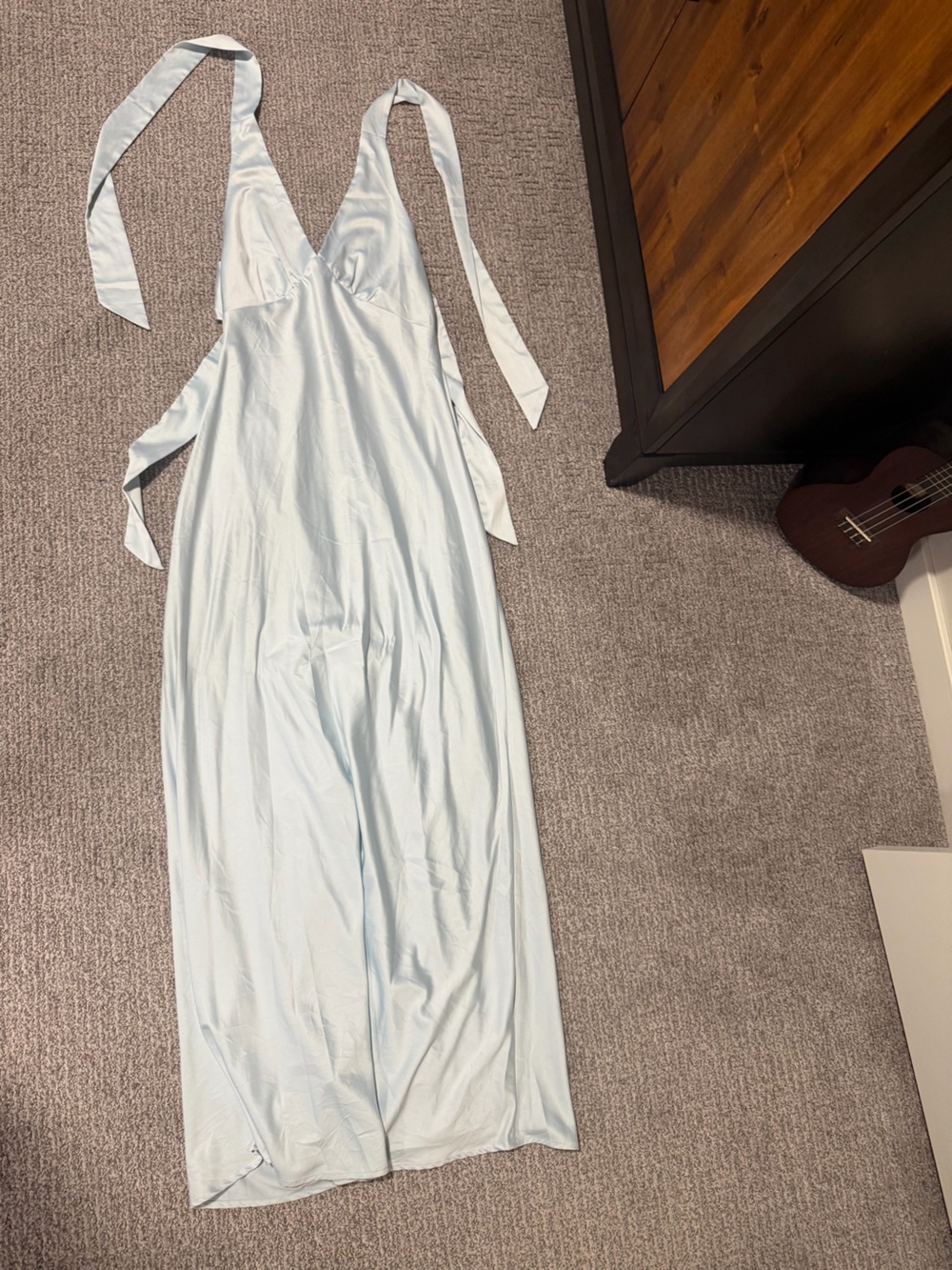 Peppermayo light blue maxi dress with tie back detail, size M #peppermayo #maxi